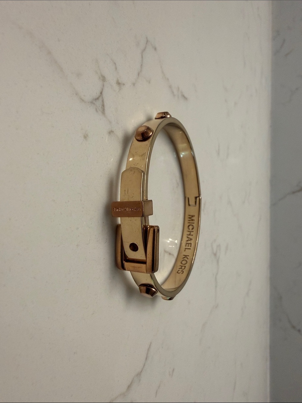 Michael Kors Rose Gold-Tone Buckle Bracelet